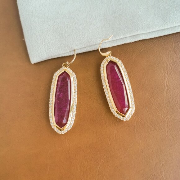 Alicia Bonnie Abigail Gold Red Agate Earrings Trendy Jewelry - Picture 4 of 4